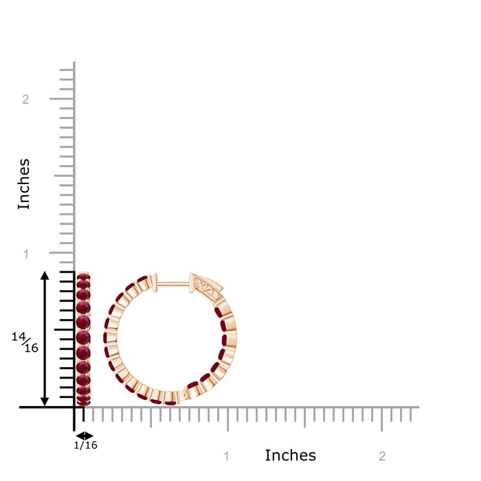1.6mm A Round Ruby Inside Out Hoop Earrings in Rose Gold product image