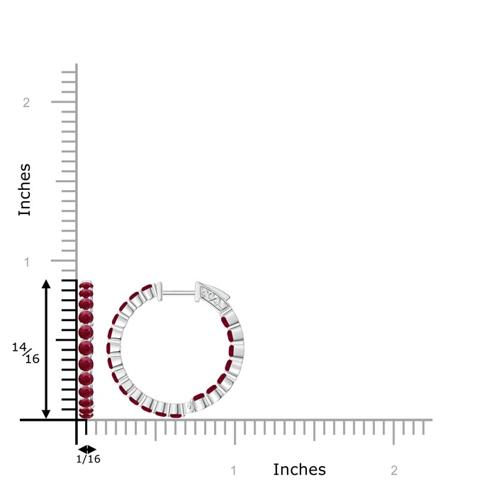 1.6mm A Round Ruby Inside Out Hoop Earrings in White Gold product image