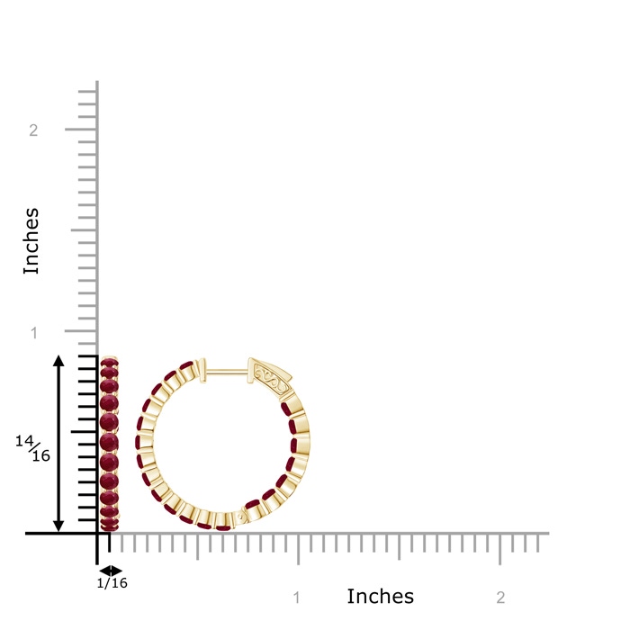 1.6mm A Round Ruby Inside Out Hoop Earrings in Yellow Gold product image