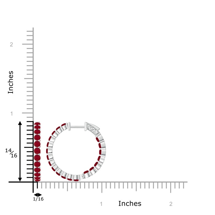 1.6mm AA Round Ruby Inside Out Hoop Earrings in White Gold product image