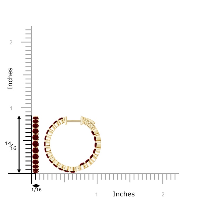 1.6mm AAAA Round Ruby Inside Out Hoop Earrings in Yellow Gold product image