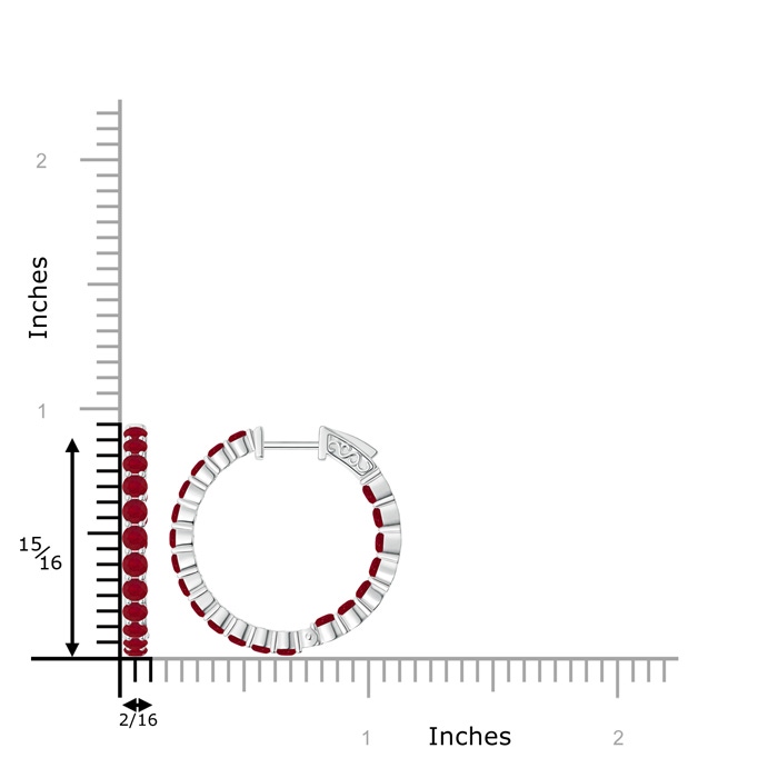 2.1mm AA Round Ruby Inside Out Hoop Earrings in White Gold product image