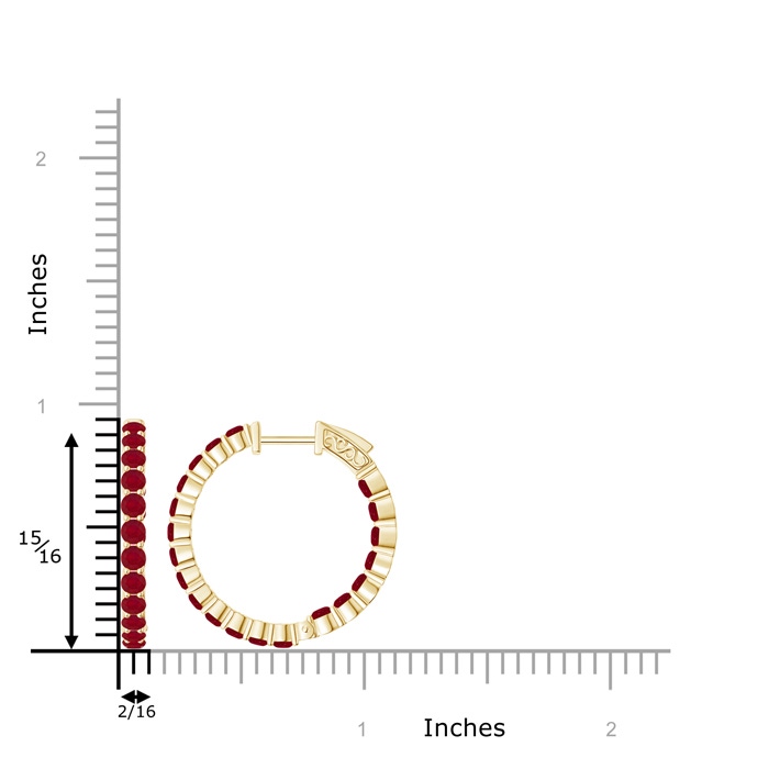 2.1mm AA Round Ruby Inside Out Hoop Earrings in Yellow Gold product image