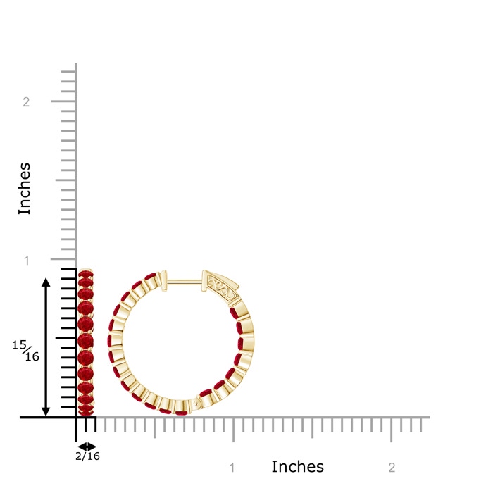 2.1mm AAA Round Ruby Inside Out Hoop Earrings in Yellow Gold product image