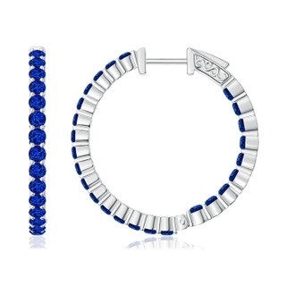 1.6mm AAAA Round Sapphire Inside Out Hoop Earrings in White Gold
