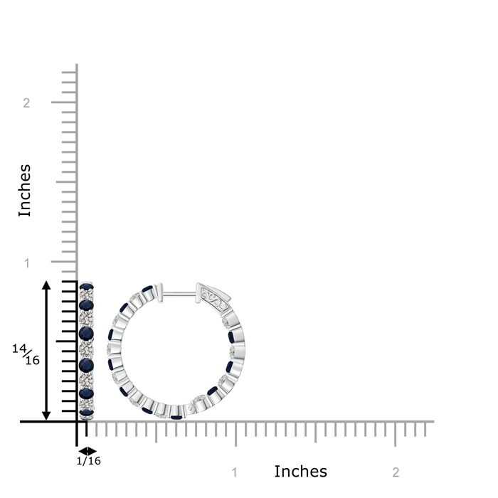 1.6mm A Round Sapphire and Diamond Inside Out Hoop Earrings in White Gold product image