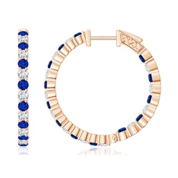 Hoops Rose Gold Blue Sapphire Earrings