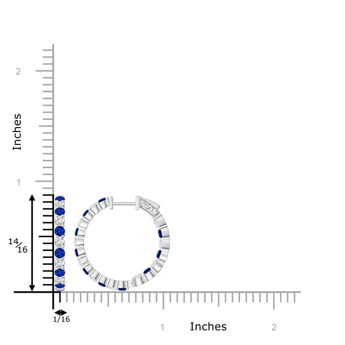 1.6mm AAAA Round Sapphire and Diamond Inside Out Hoop Earrings in White Gold product image