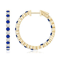 Hoops Yellow Gold Blue Sapphire Earrings