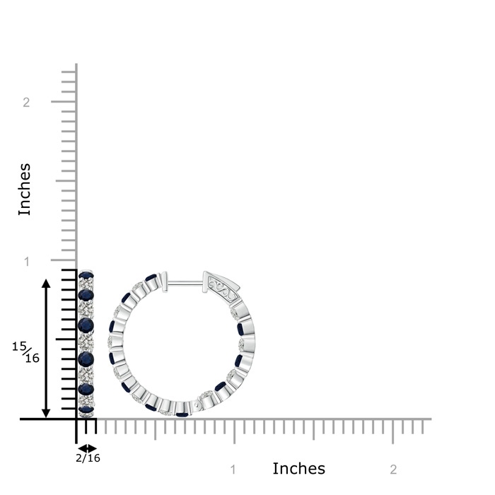 2.1mm A Round Sapphire and Diamond Inside Out Hoop Earrings in White Gold product image