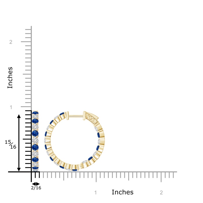 2.1mm AAA Round Sapphire and Diamond Inside Out Hoop Earrings in Yellow Gold product image