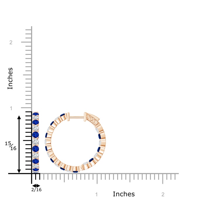 2.1mm AAAA Round Sapphire and Diamond Inside Out Hoop Earrings in Rose Gold product image