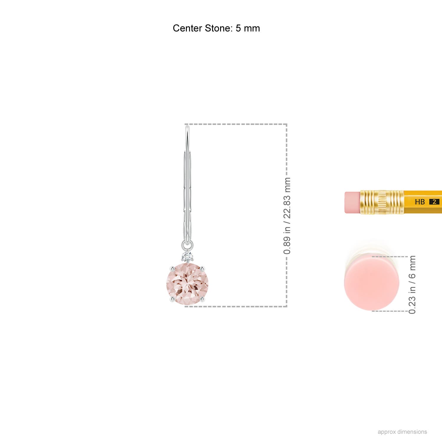 ANGARA 0.87 Ct Morganite and Diamond Leverback Drop Earrings in 14K Solid Gold - Picture 10 of 22