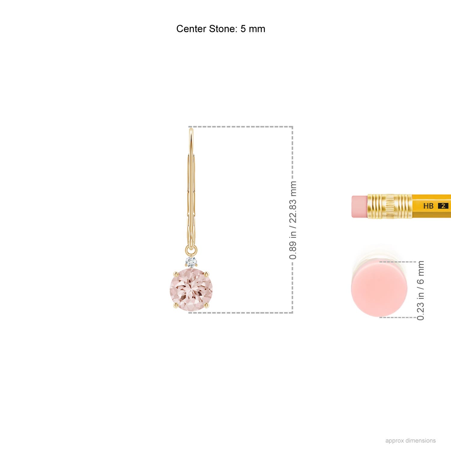 ANGARA 0.87 Ct Morganite and Diamond Leverback Drop Earrings in 14K Solid Gold - Picture 17 of 22