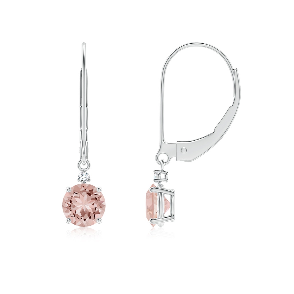 5mm AAAA Morganite and Diamond Leverback Drop Earrings in P950 Platinum