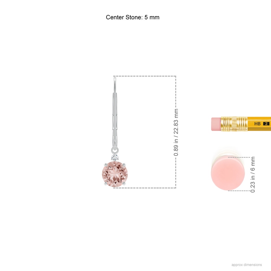 5mm AAAA Morganite and Diamond Leverback Drop Earrings in P950 Platinum ruler