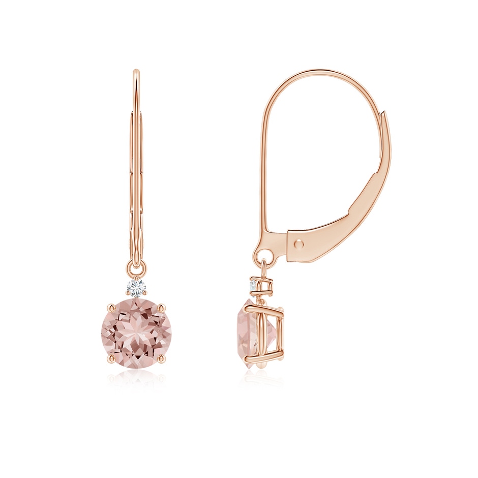 5mm AAAA Morganite and Diamond Leverback Drop Earrings in Rose Gold 