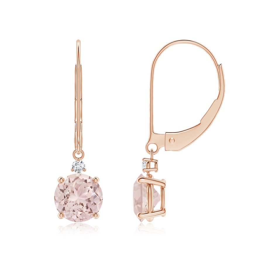6mm A Morganite and Diamond Leverback Drop Earrings in Rose Gold 