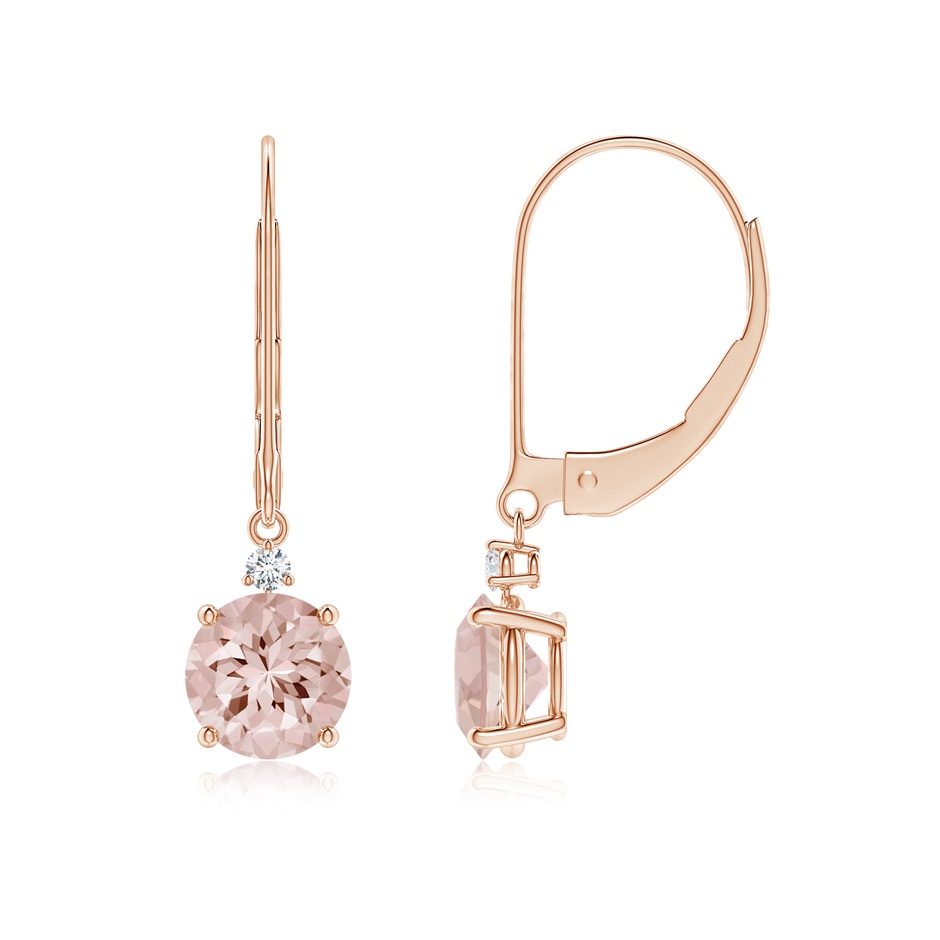 6mm AA Morganite and Diamond Leverback Drop Earrings in Rose Gold 