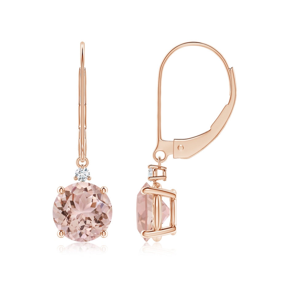 7mm AAA Morganite and Diamond Leverback Drop Earrings in Rose Gold 