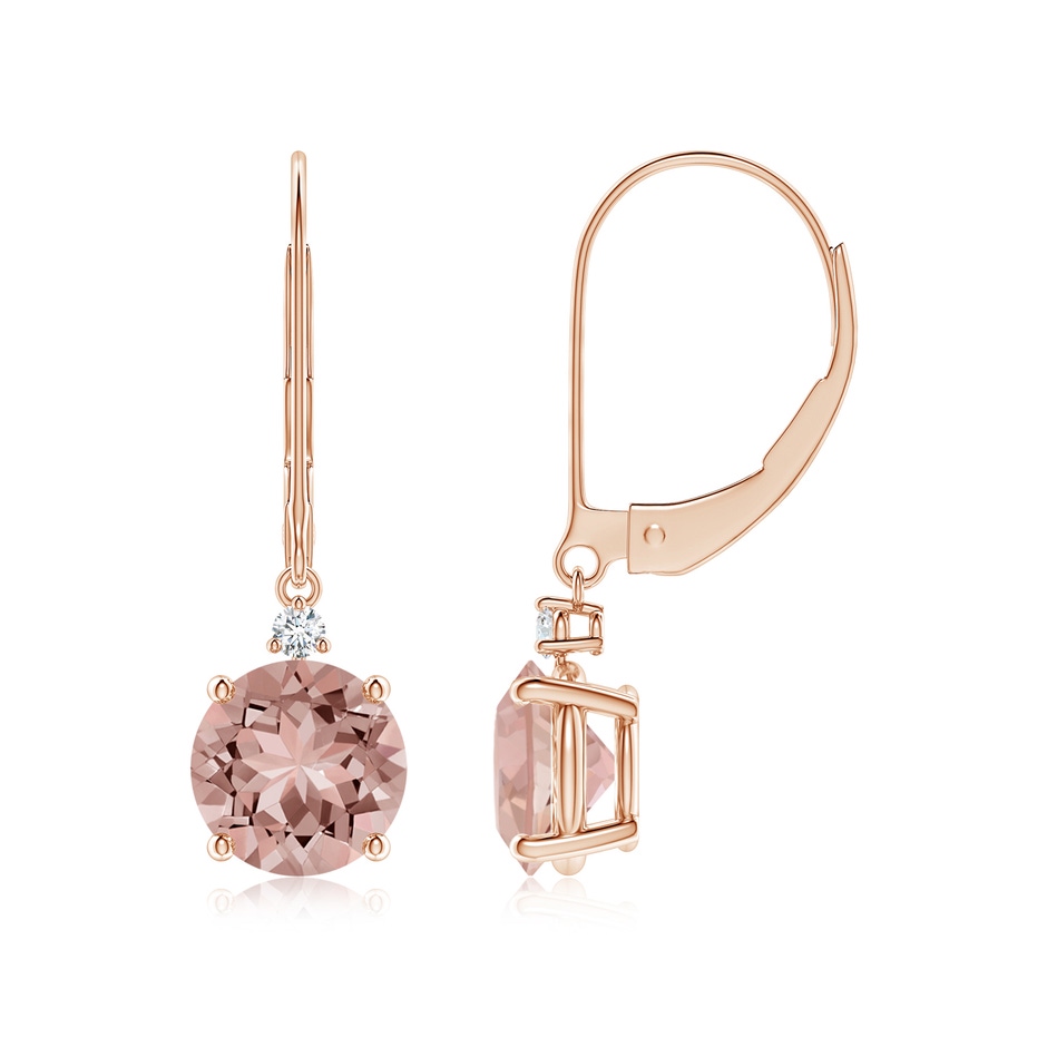 7mm AAAA Morganite and Diamond Leverback Drop Earrings in Rose Gold 