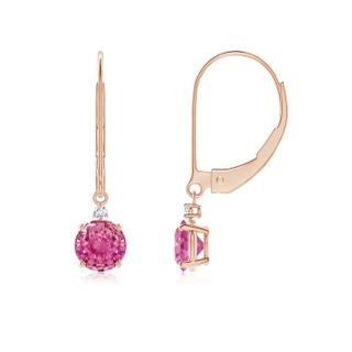 5mm AAA Pink Sapphire and Diamond Leverback Drop Earrings in Rose Gold