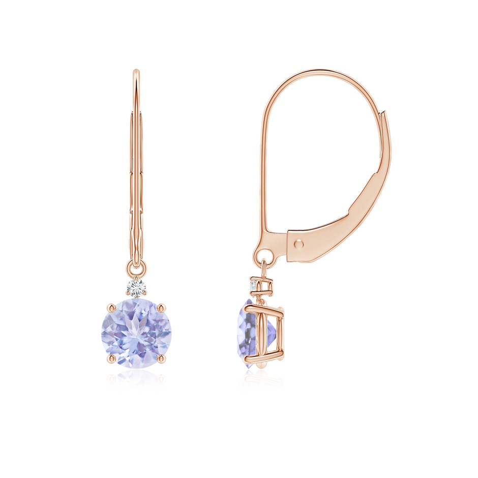 5mm A Tanzanite and Diamond Leverback Drop Earrings in Rose Gold 