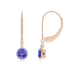 5mm AAA Tanzanite and Diamond Leverback Drop Earrings in Rose Gold