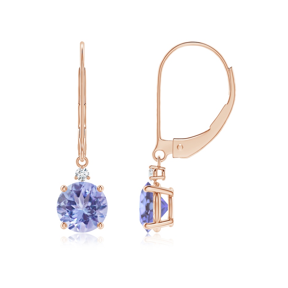 6mm A Tanzanite and Diamond Leverback Drop Earrings in Rose Gold 