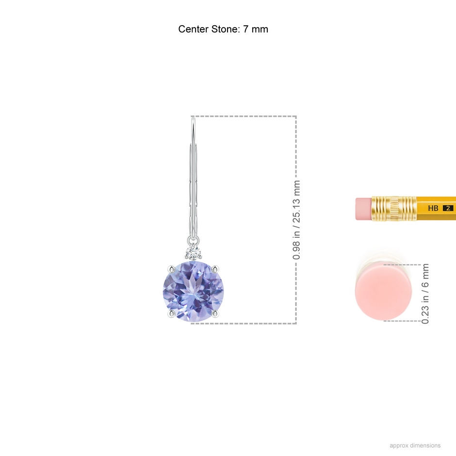 7mm A Tanzanite and Diamond Leverback Drop Earrings in White Gold ruler