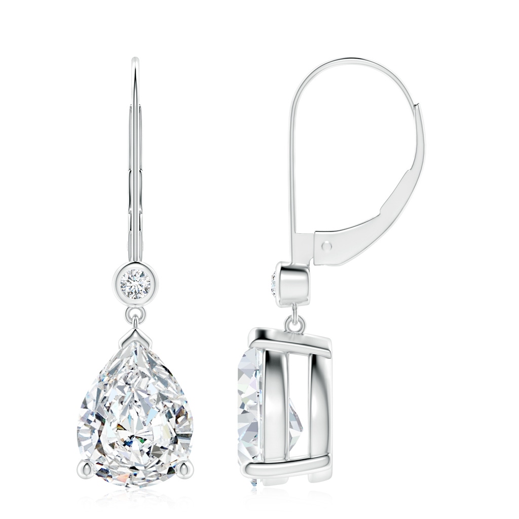 10x8mm GVS2 Pear-Shaped Diamond Leverback Drop Earrings with Diamond Accent in P950 Platinum