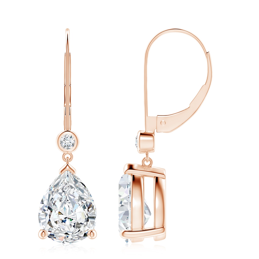 10x8mm GVS2 Pear-Shaped Diamond Leverback Drop Earrings with Diamond Accent in Rose Gold
