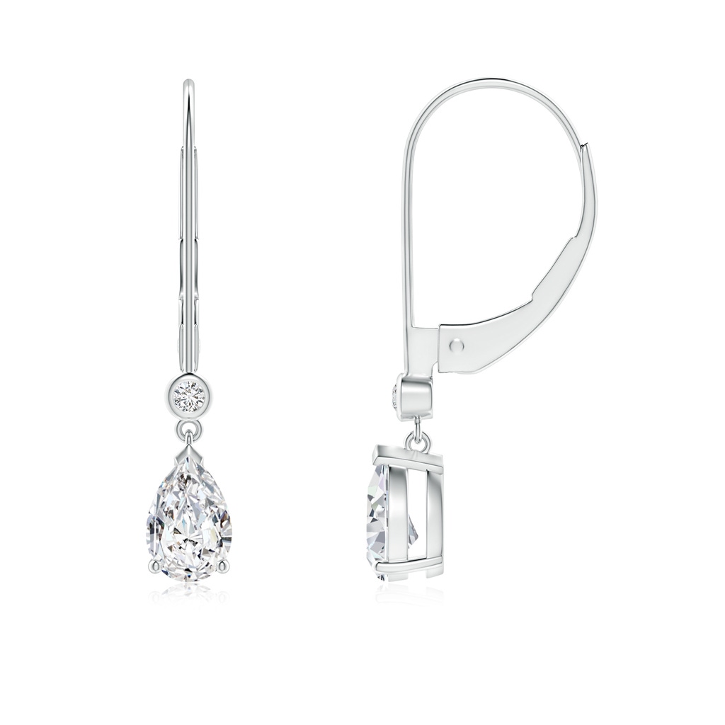 6x4mm HSI2 Pear-Shaped Diamond Leverback Drop Earrings with Diamond Accent in White Gold