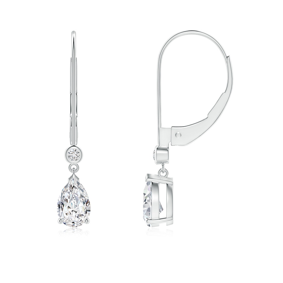 6x4mm HSI2 Pear-Shaped Diamond Leverback Drop Earrings with Diamond Accent in White Gold 