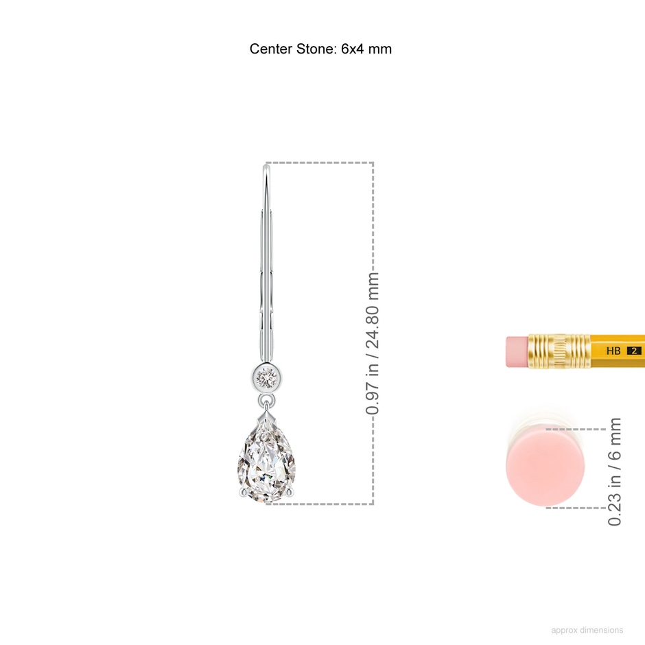6x4mm IJI1I2 Pear-Shaped Diamond Leverback Drop Earrings with Diamond Accent in White Gold ruler