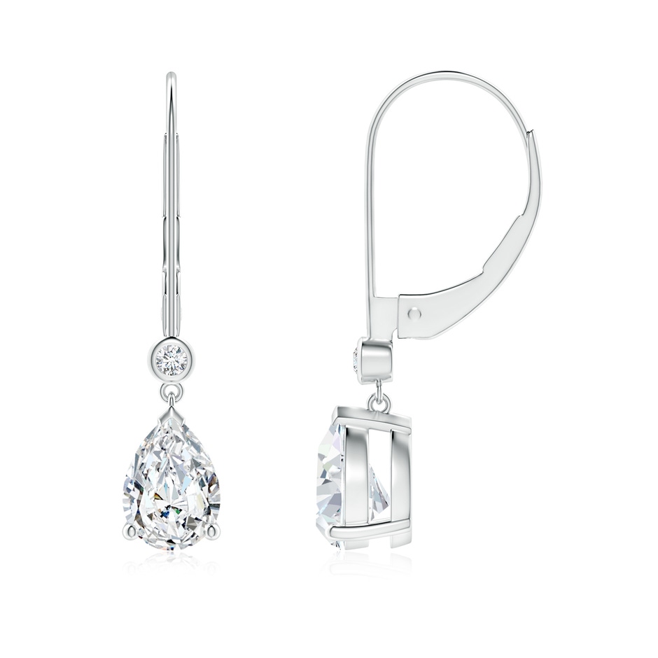 7x5mm GVS2 Pear-Shaped Diamond Leverback Drop Earrings with Diamond Accent in P950 Platinum 