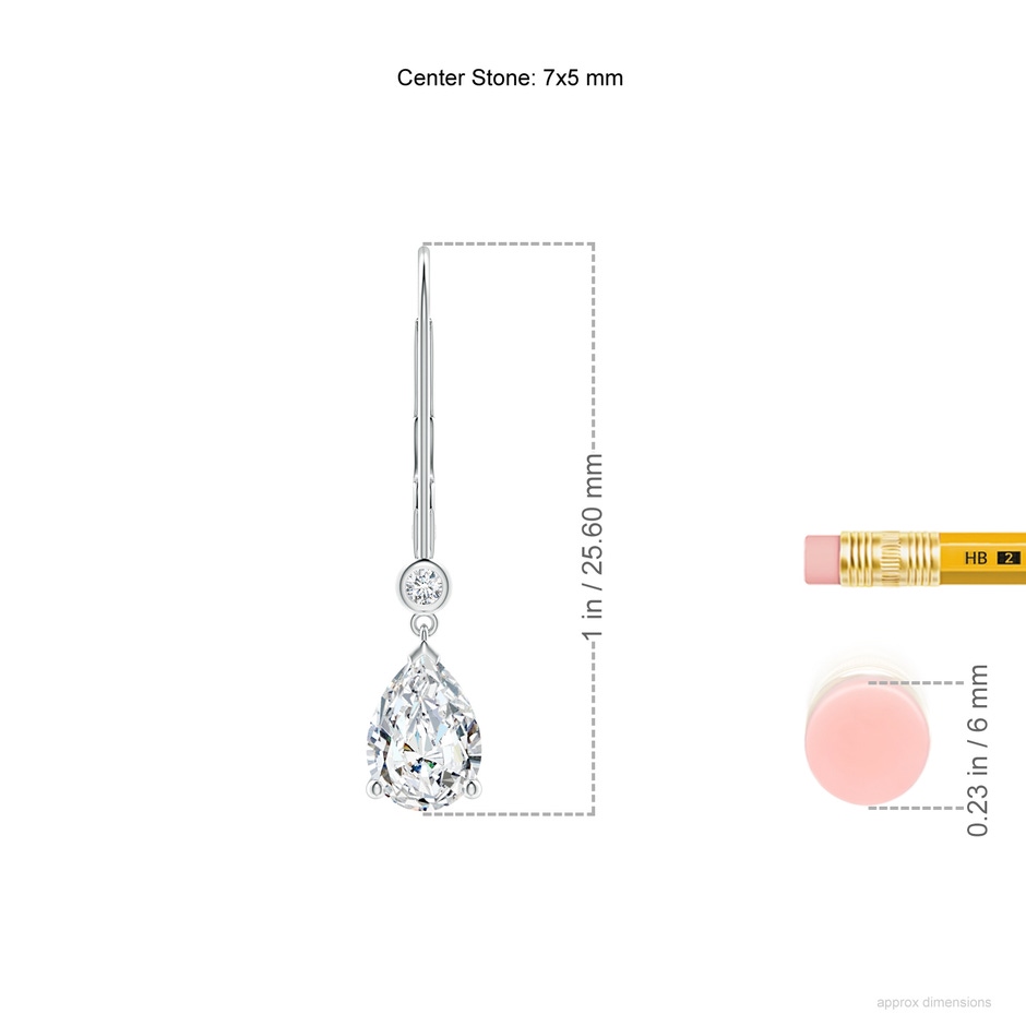 7x5mm GVS2 Pear-Shaped Diamond Leverback Drop Earrings with Diamond Accent in P950 Platinum ruler