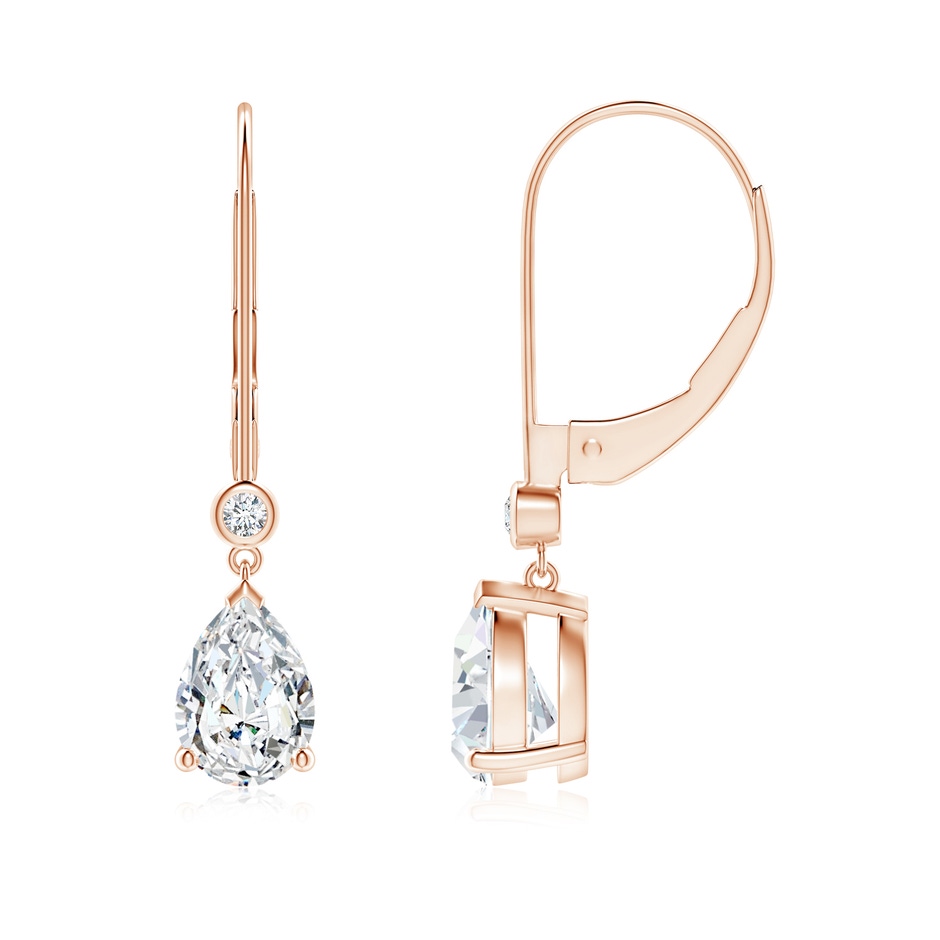 7x5mm GVS2 Pear-Shaped Diamond Leverback Drop Earrings with Diamond Accent in Rose Gold 