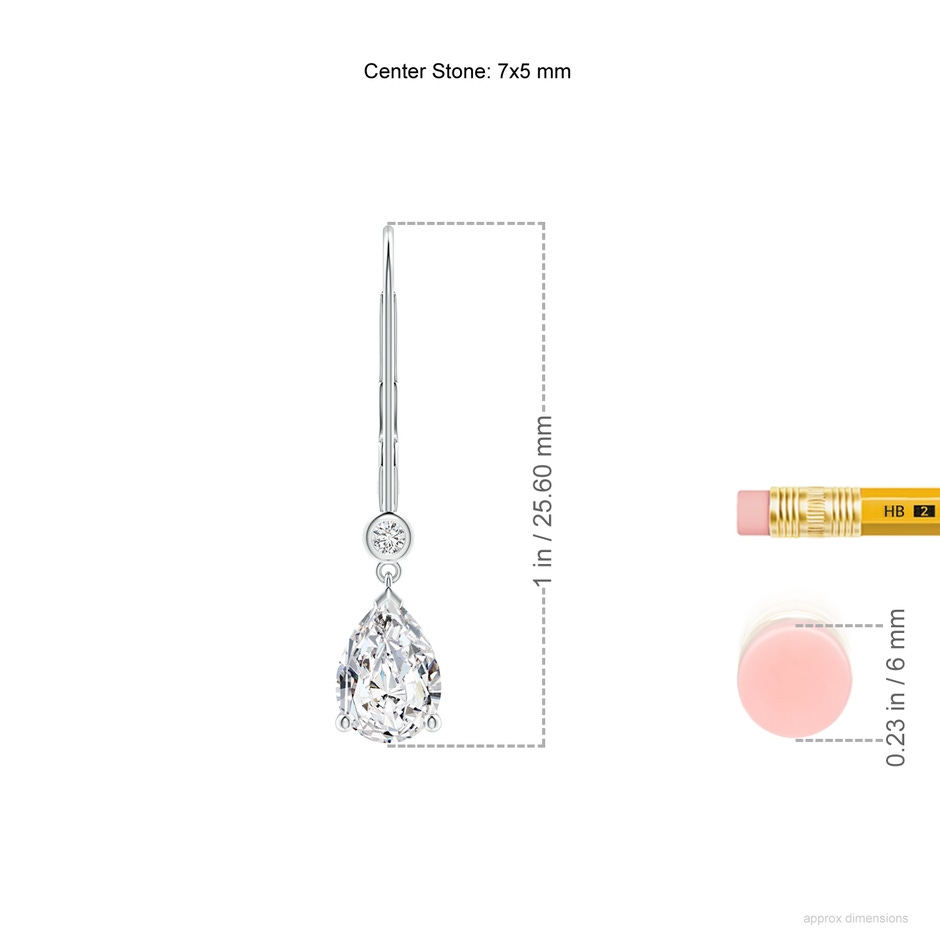 7x5mm HSI2 Pear-Shaped Diamond Leverback Drop Earrings with Diamond Accent in P950 Platinum ruler