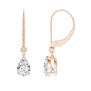 7x5mm HSI2 Pear-Shaped Diamond Leverback Drop Earrings with Diamond Accent in Rose Gold