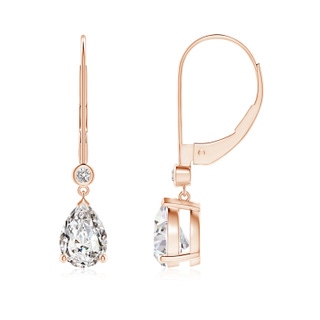 7x5mm IJI1I2 Pear-Shaped Diamond Leverback Drop Earrings with Diamond Accent in Rose Gold