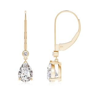 7x5mm IJI1I2 Pear-Shaped Diamond Leverback Drop Earrings with Diamond Accent in Yellow Gold