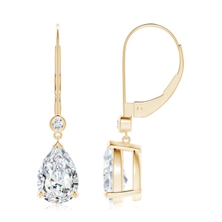 9x6mm GVS2 Pear-Shaped Diamond Leverback Drop Earrings with Diamond Accent in 10K Yellow Gold