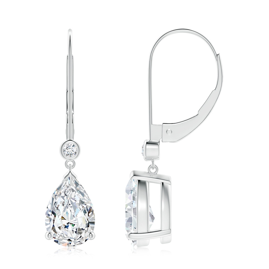 9x6mm GVS2 Pear-Shaped Diamond Leverback Drop Earrings with Diamond Accent in P950 Platinum 
