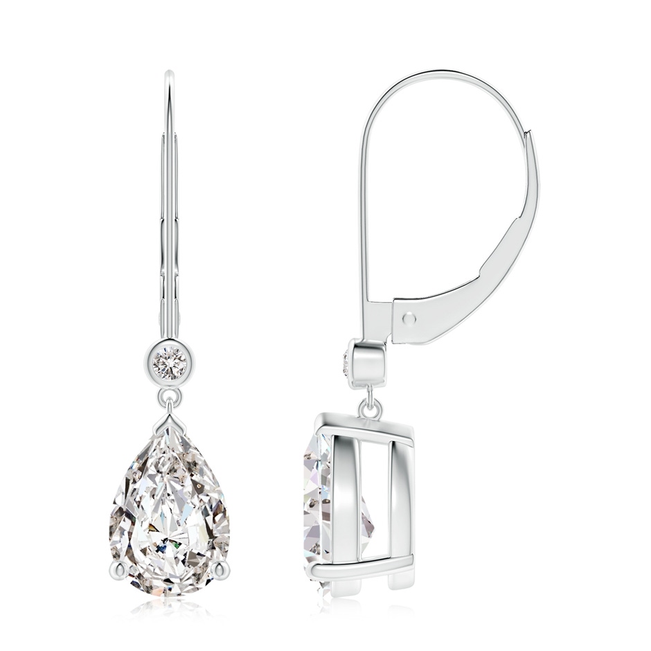 9x6mm IJI1I2 Pear-Shaped Diamond Leverback Drop Earrings with Diamond Accent in P950 Platinum 