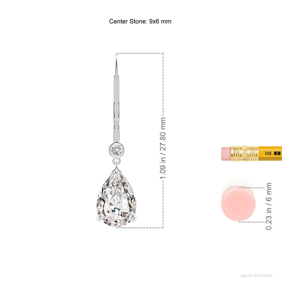 9x6mm IJI1I2 Pear-Shaped Diamond Leverback Drop Earrings with Diamond Accent in P950 Platinum ruler