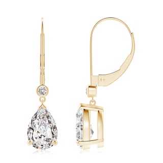 9x6mm IJI1I2 Pear-Shaped Diamond Leverback Drop Earrings with Diamond Accent in Yellow Gold