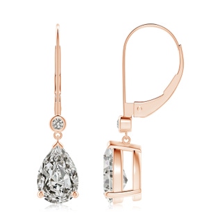 9x6mm KI3 Pear-Shaped Diamond Leverback Drop Earrings with Diamond Accent in 10K Rose Gold