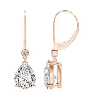 9x7mm IJI1I2 Pear-Shaped Diamond Leverback Drop Earrings with Diamond Accent in 10K Rose Gold