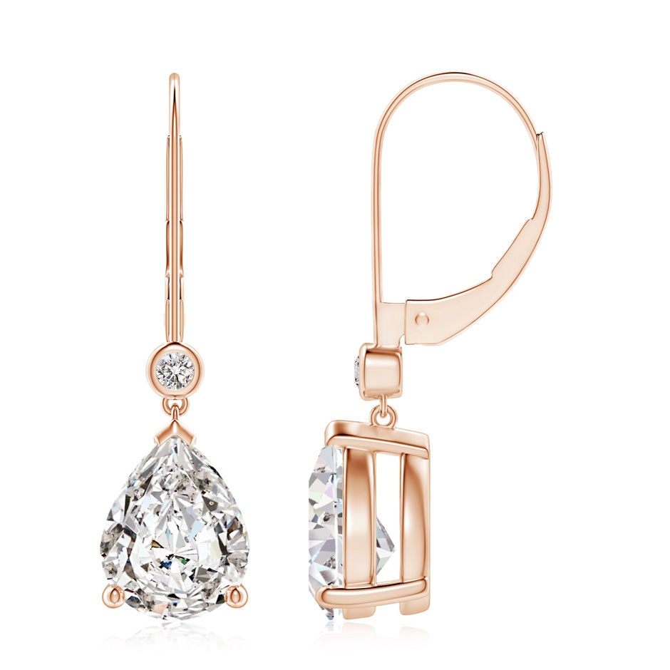 9x7mm IJI1I2 Pear-Shaped Diamond Leverback Drop Earrings with Diamond Accent in Rose Gold 